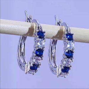 New Women’s 925 Silver Beautiful Sapphire Earrings